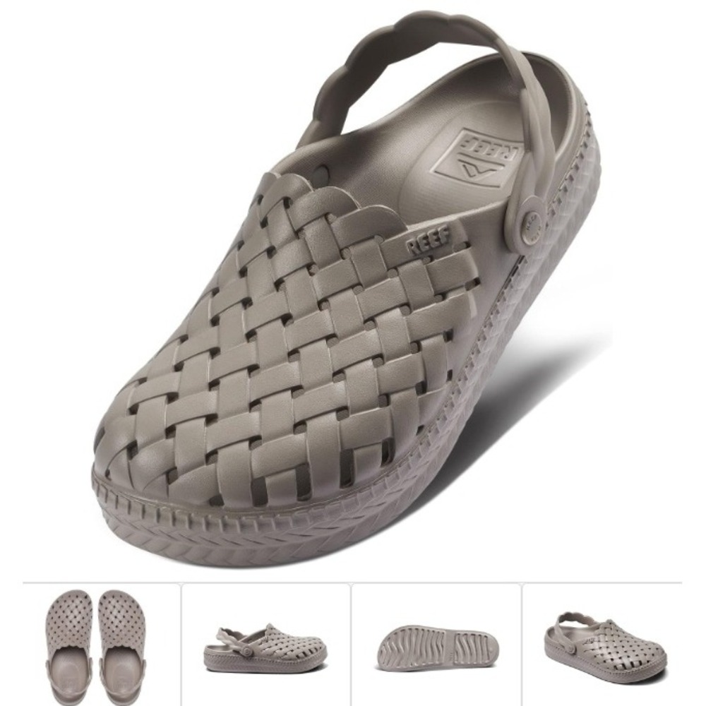 Reef Water Sage Clogs Womens 11 Mushroom Taupe Woven Braided Strap Sandals mules